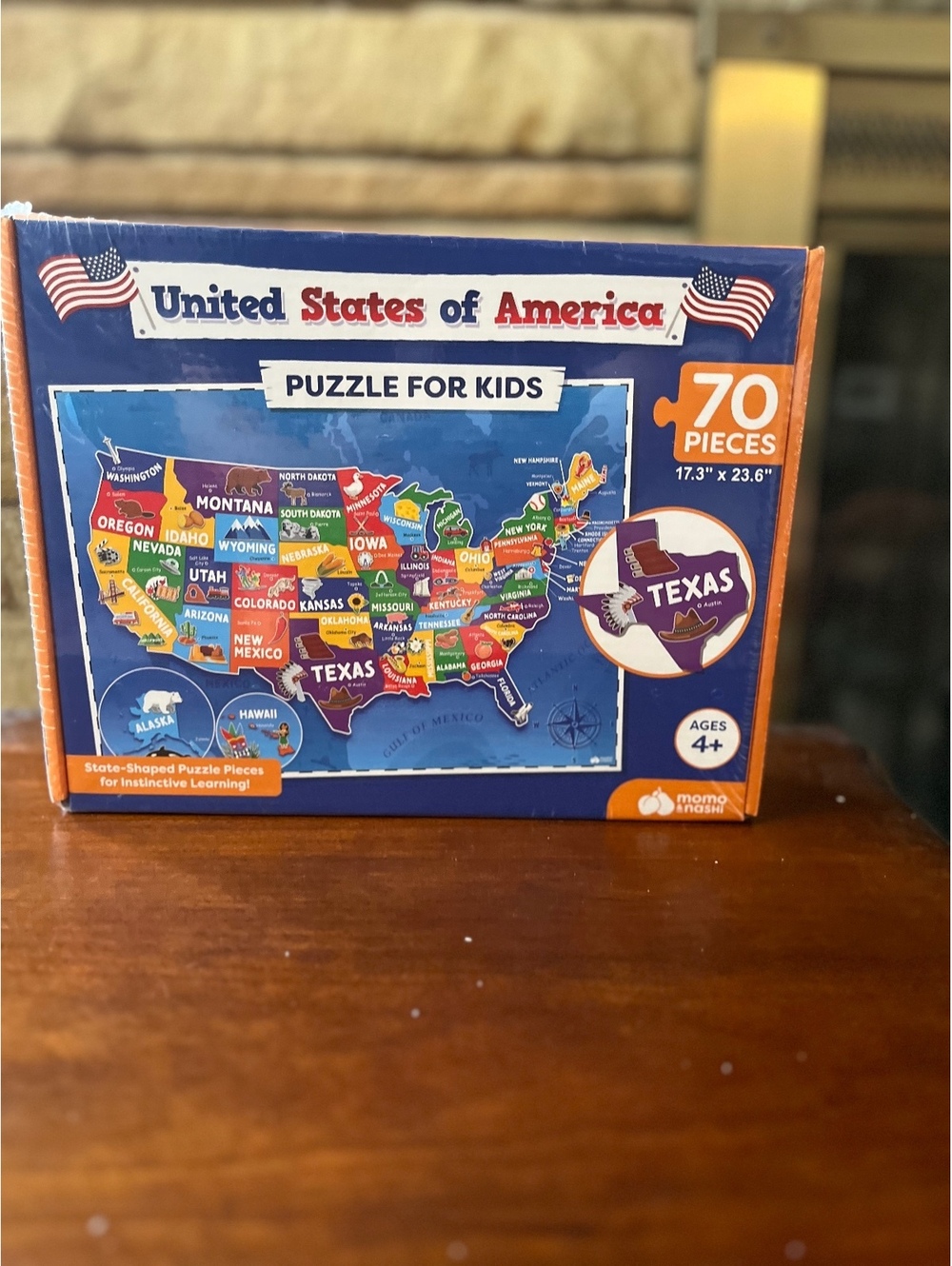 United States of America Kids Puzzle - 70 Pieces, Map of the USA with State-Shap